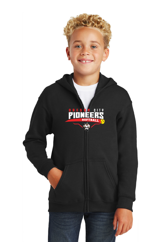 Softball Youth Cotton Full-Zip Hoodie